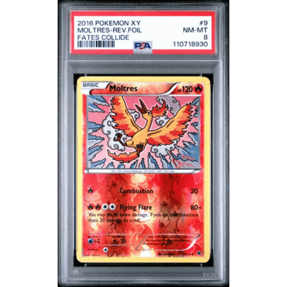 Moltres - Rev. Foil Fates Collide - PSA 8