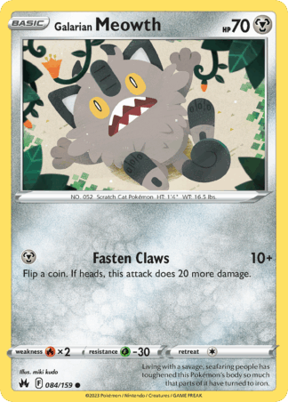 Galarian Meowth Reverse - Crown Zenith