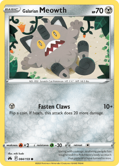 Galarian Meowth Reverse - Crown Zenith