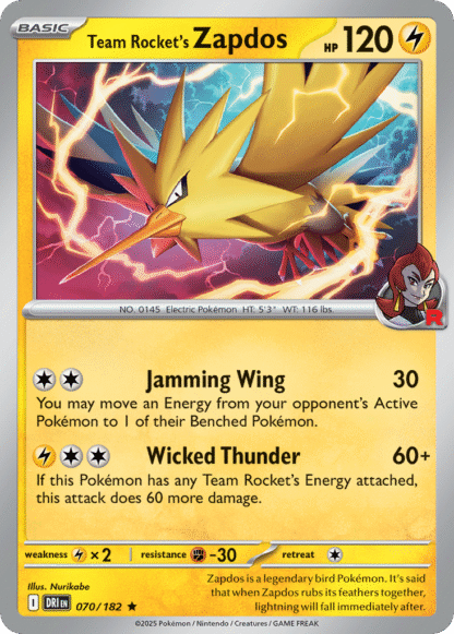 Team Rocket's Zapdos Reverse - Destined Rivals