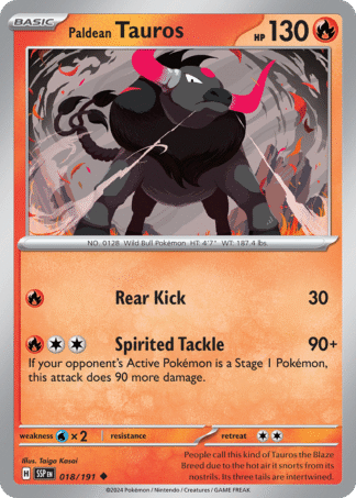 Paldean Tauros Reverse - Surging Sparks