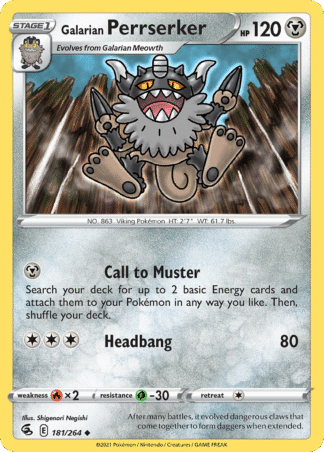 Galarian Perrserker Reverse - Fusion Strike