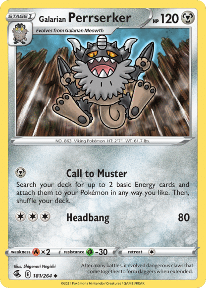 Galarian Perrserker Reverse - Fusion Strike